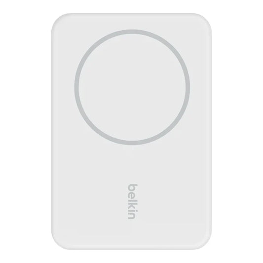 BELKIN BOOSTCHARGE Magnetic Wireless PowerBank 5000 Mah + Stand - For Apple iPhone 12/13/14 and Higher Models - White